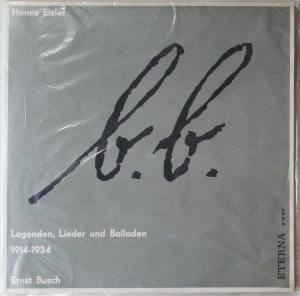 ERNST BUSCH HANNS EISLER Legenden Lieder Balladen 1914-1934 (Vinyl)